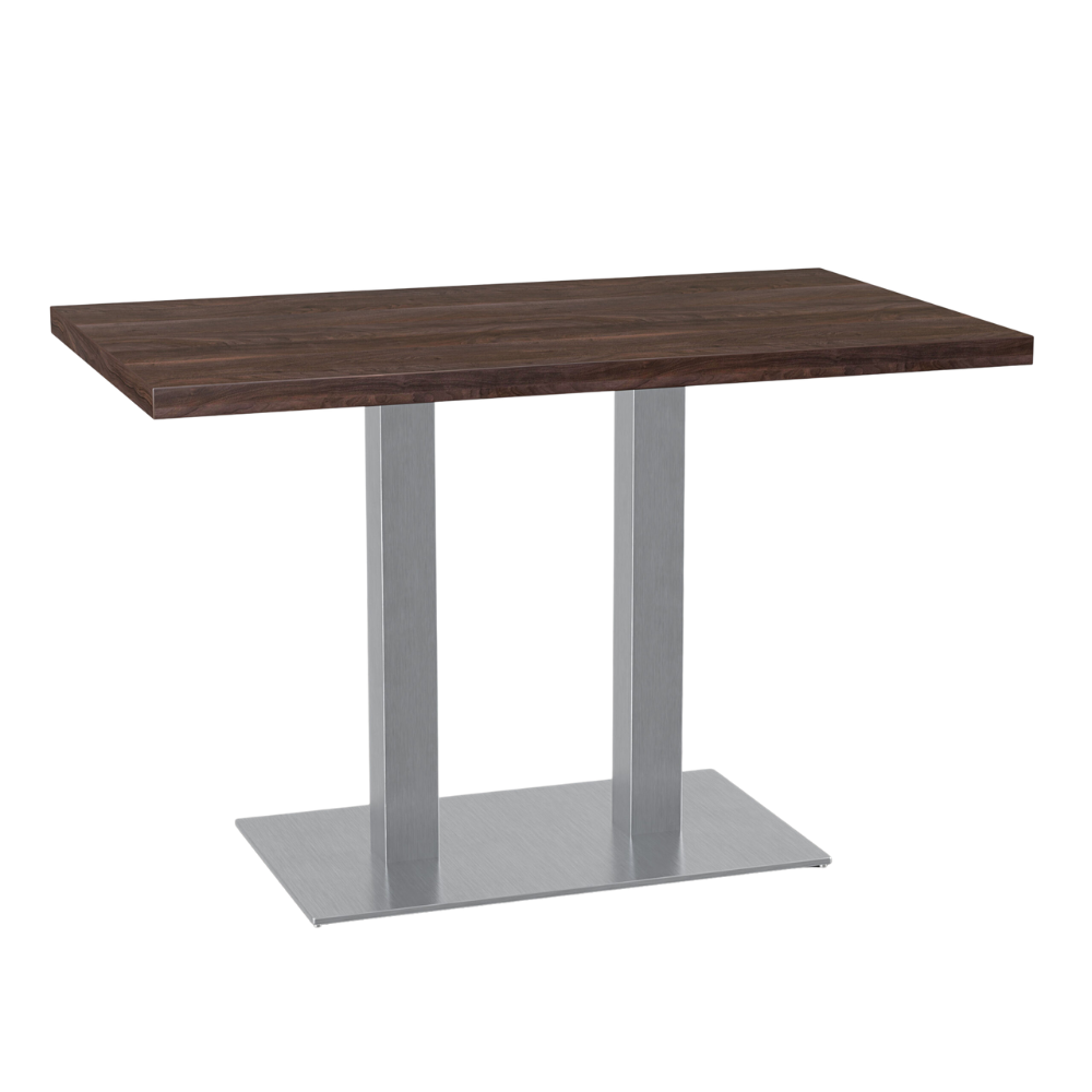 Bistro-pöytä 120x70 cm | D4409 OV pähkinänruskea | runko ruostumatonta terästä
