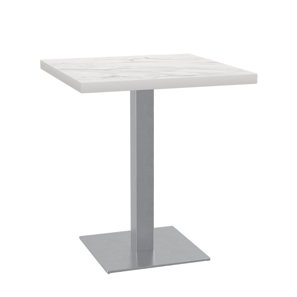 Bistro-pöytä 80x80 cm | D4448 LV marmorinvalkoinen | runko ruostumatonta terästä