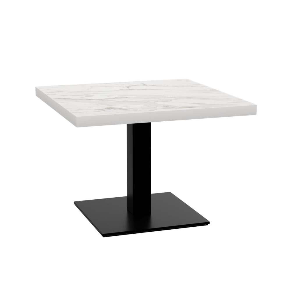 Gastro lounge -pöytä 80x80 cm | D4448 LV marmorinvalkoinen | valurautarunko | 45 cm korkeus