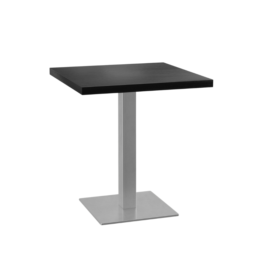 Bistro-pöytä 70x70 cm | tumma puulook | runko ruostumatonta terästä