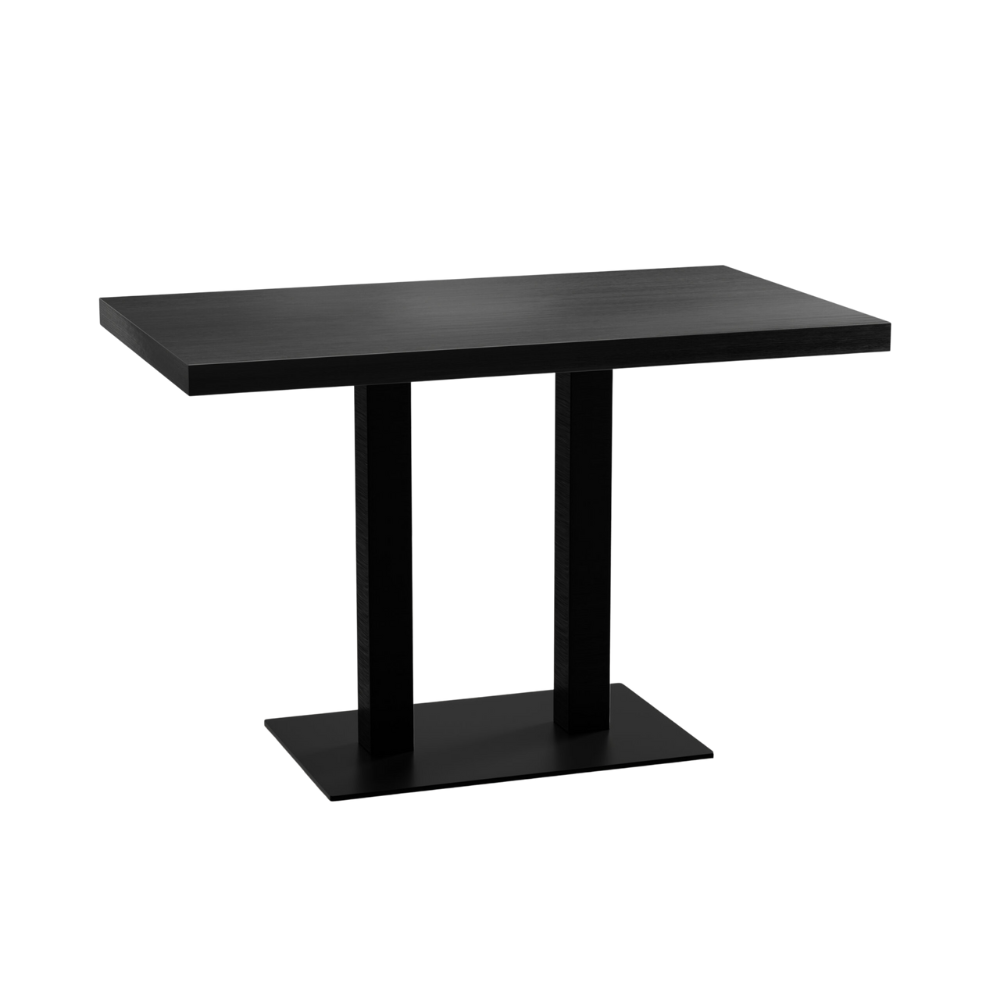 Bistro-pöytä 140x80 cm | tumma puulook | valurautakehys