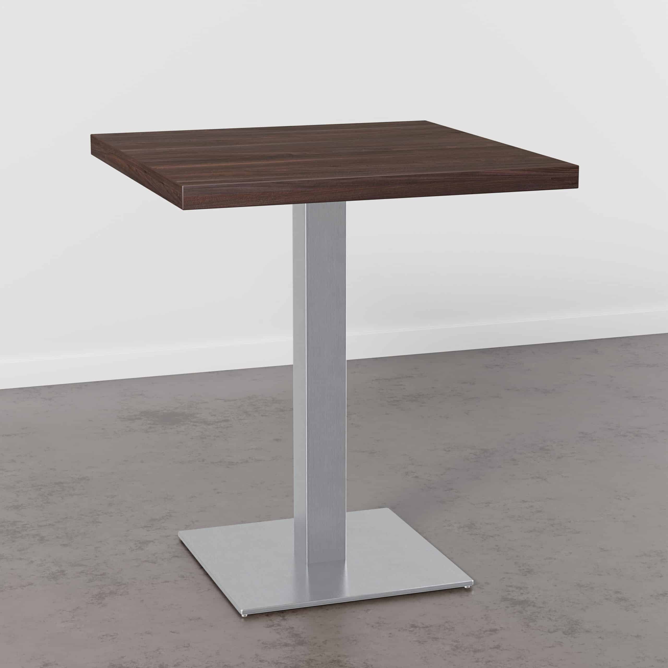 Bistro-pöytä-50x50cm-D4409-OV-pähkinänruskea-ruostumattomasta teräksestä valmistettu runko
