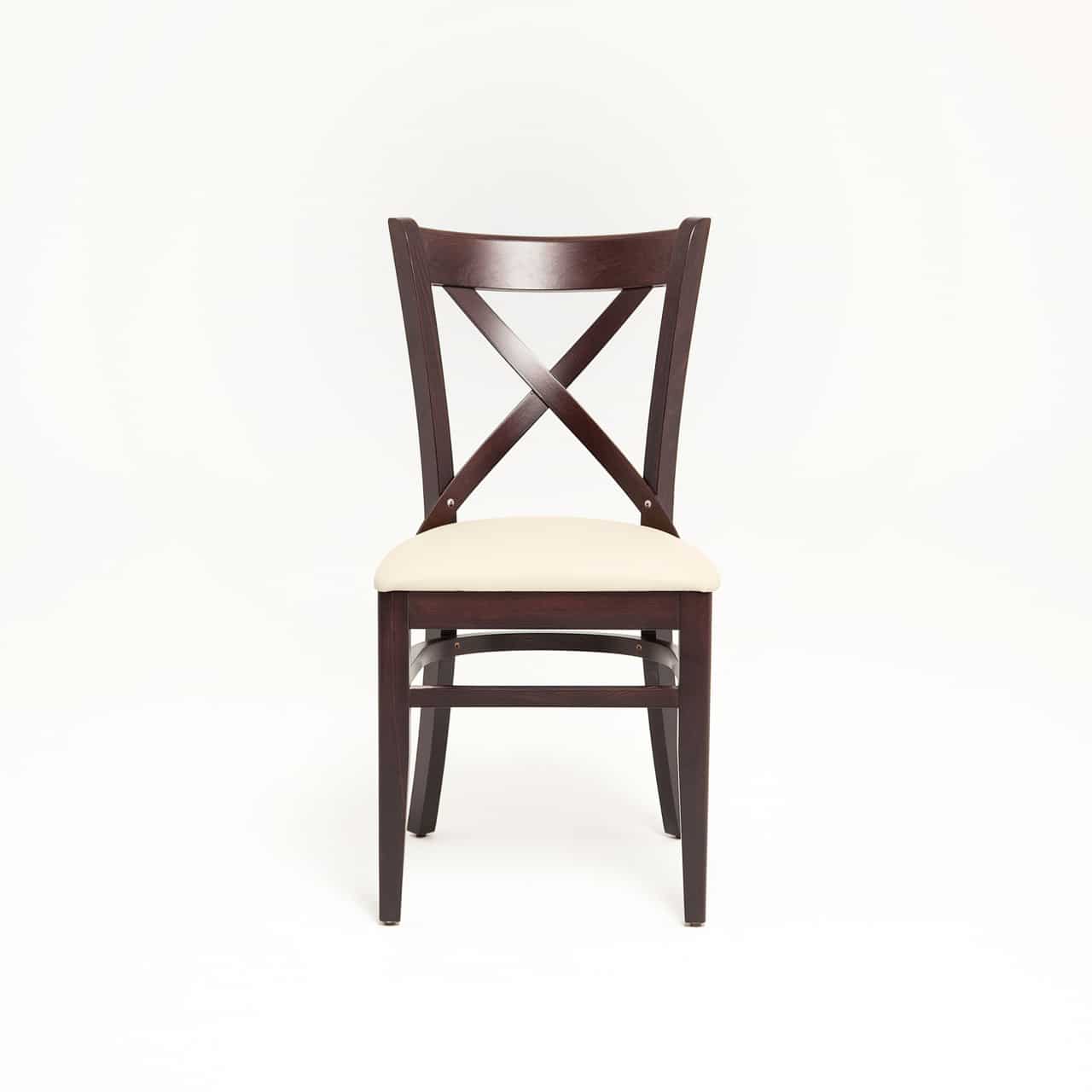 Horecastoel LOUIS | beige | gestoffeerde crossback houten stoel - Image 2