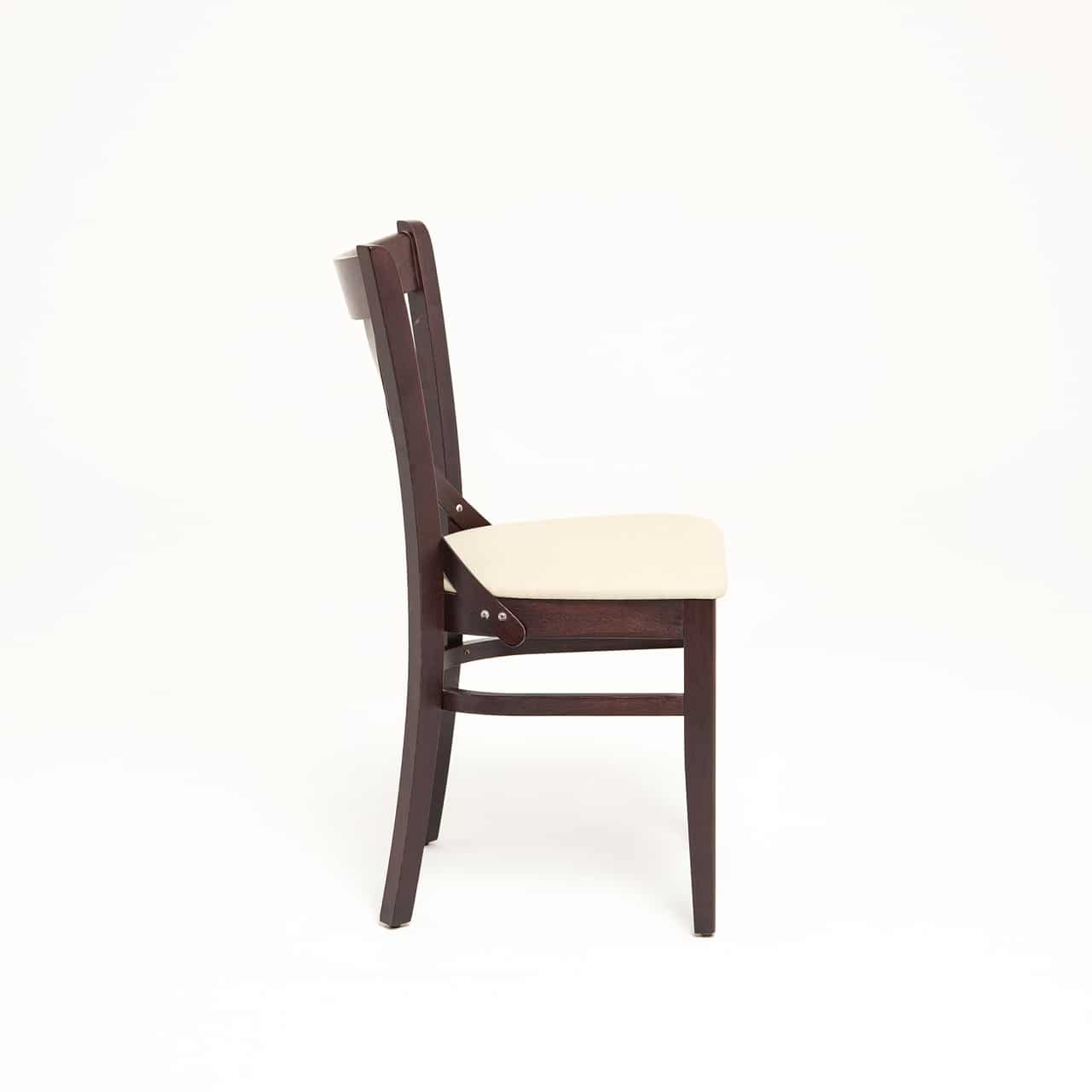 Horecastoel LOUIS | beige | gestoffeerde crossback houten stoel - Image 3