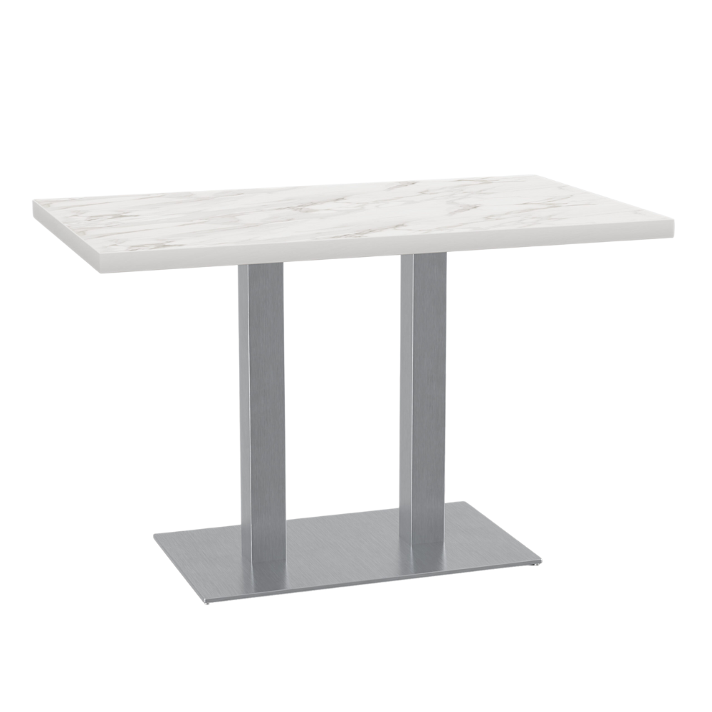 Bistro-pöytä 120x80 cm | valkoinen marmori | runko ruostumatonta terästä